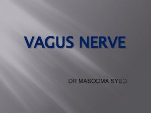 VAGUS NERVE DR MASOOMA SYED Vagus nerve Mixed