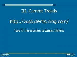 III Current Trends http vustudents ning com Part