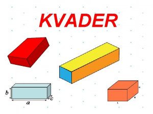 KVADER OPIS Kvader je geometrijsko telo Omejeno je