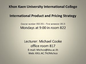 Khon Kaen University International College International Product and