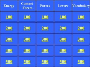 Energy Contact Forces Levers Vocabulary 100 100 100