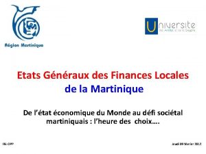 Etats Gnraux des Finances Locales de la Martinique