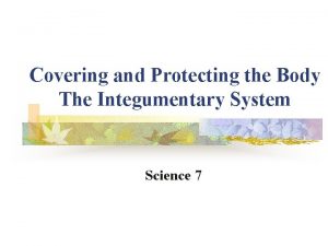 Covering and Protecting the Body The Integumentary System