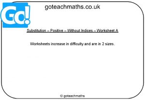 Substitution Positive Without Indices Worksheet A Worksheets increase