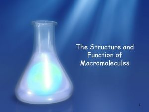 The Structure and Function of Macromolecules 1 Macromolecules