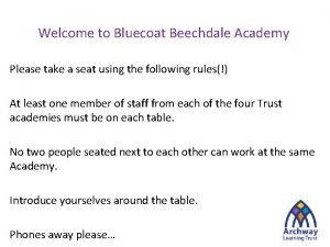 Welcome to Bluecoat Beechdale Academy Please take a