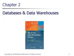 Chapter 2 Databases Data Warehouses Copyright 2008 Elzbieta