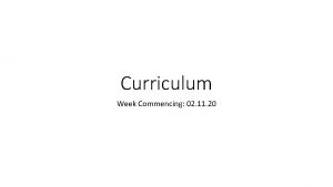 Curriculum Week Commencing 02 11 20 This Week