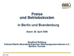 Preise und Betriebskosten in Berlin und Brandenburg Stand
