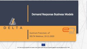 Demand Response Business Models Guntram Pressmair e 7