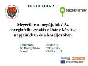 TDK DOLGOZAT Megrike a megjulk Az energiafelhasznls nhny