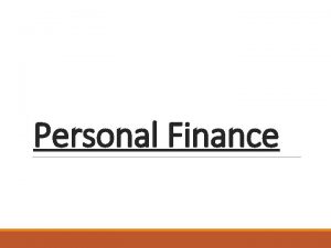 Personal Finance Personal Finance A Personal Financial Planningis