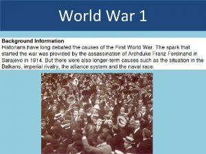 World War 1 Tension in the Balkans Imperialism
