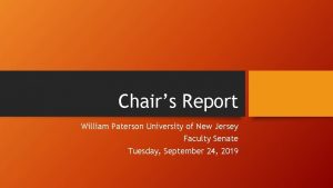 Chairs Report William Paterson University of New Jersey