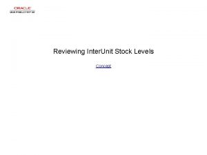 Reviewing Inter Unit Stock Levels Concept Reviewing Inter