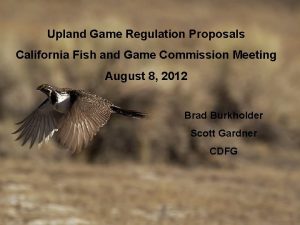 Upland Game Regulation Proposals California Fish and Game