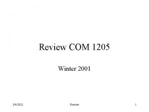 Review COM 1205 Winter 2001 242022 Review 1