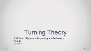 Turning Theory EAL Level 2 Diploma in Engineering
