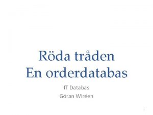 Rda trden En orderdatabas IT Databas Gran Wiren