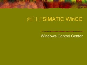 SIMATIC Win CC Windows Control Center Win CC