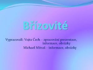 Bzovit Vypracovali Vojta ech zpracovn prezentace informace obrzky