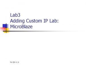 Lab 3 Adding Custom IP Lab Micro Blaze