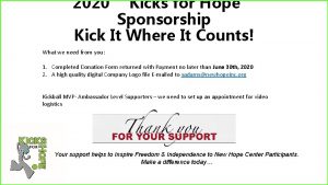 2020 Kicks for Hope Sponsorship Kick It Where