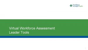 Virtual Workforce Assessment Leader Tools 1 Virtual Workforce