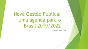 Nova Gesto Pblica uma agenda para o Brasil