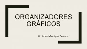 ORGANIZADORES GRFICOS Lic Amanda Rodriguez Guarayo Concepto Tcnicas