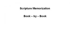 Scripture Memorization Book by Book Scripture memorization book