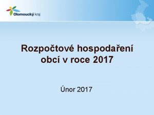 Rozpotov hospodaen obc v roce 2017 nor 2017