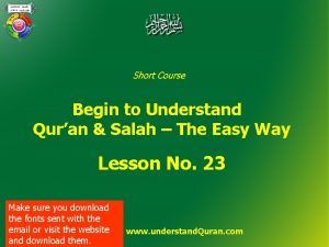 Short Course Begin to Understand Quran Salah The