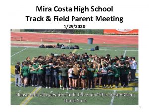 Mira Costa High School Track Field Parent Meeting