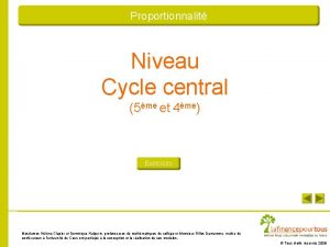 Proportionnalit Niveau Cycle central 5me et 4me Exercices