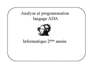 Analyse et programmation langage ADA Informatique 2me anne