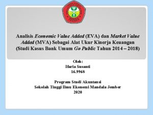 Analisis Economic Value Added EVA dan Market Value