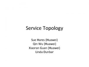 Service Topology Sue Hares Huawei Qin Wu Huawei