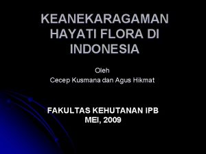 KEANEKARAGAMAN HAYATI FLORA DI INDONESIA Oleh Cecep Kusmana