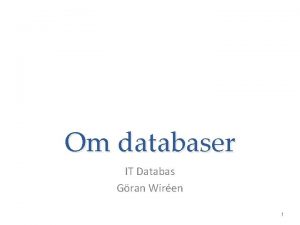 Om databaser IT Databas Gran Wiren 1 Exempel