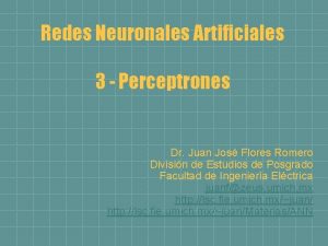 Redes Neuronales Artificiales 3 Perceptrones Dr Juan Jos