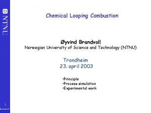 Chemical Looping Combustion yvind Brandvoll Norwegian University of