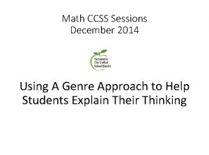 Math CCSS Sessions December 2014 Using A Genre