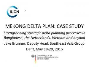 MEKONG DELTA PLAN CASE STUDY Strengthening strategic delta