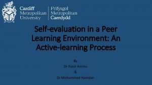 Selfevaluation in a Peer Learning Environment An Activelearning