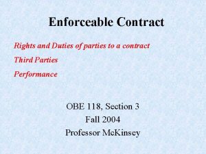 Enforceable Contract Rights and Duties of parties to