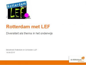 Rotterdam met LEF Diversiteit als thema in het