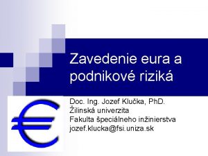 Zavedenie eura a podnikov rizik Doc Ing Jozef