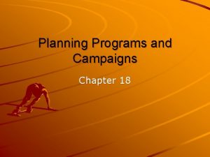 Planning Programs and Campaigns Chapter 18 Mastered PR