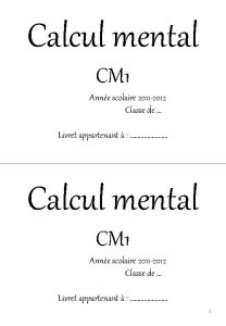 Calcul mental CM 1 Anne scolaire 2011 2012